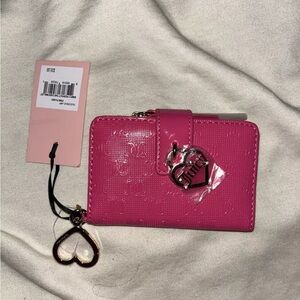 Juicy Couture Fuchsia Card Wallet with Heart Charm